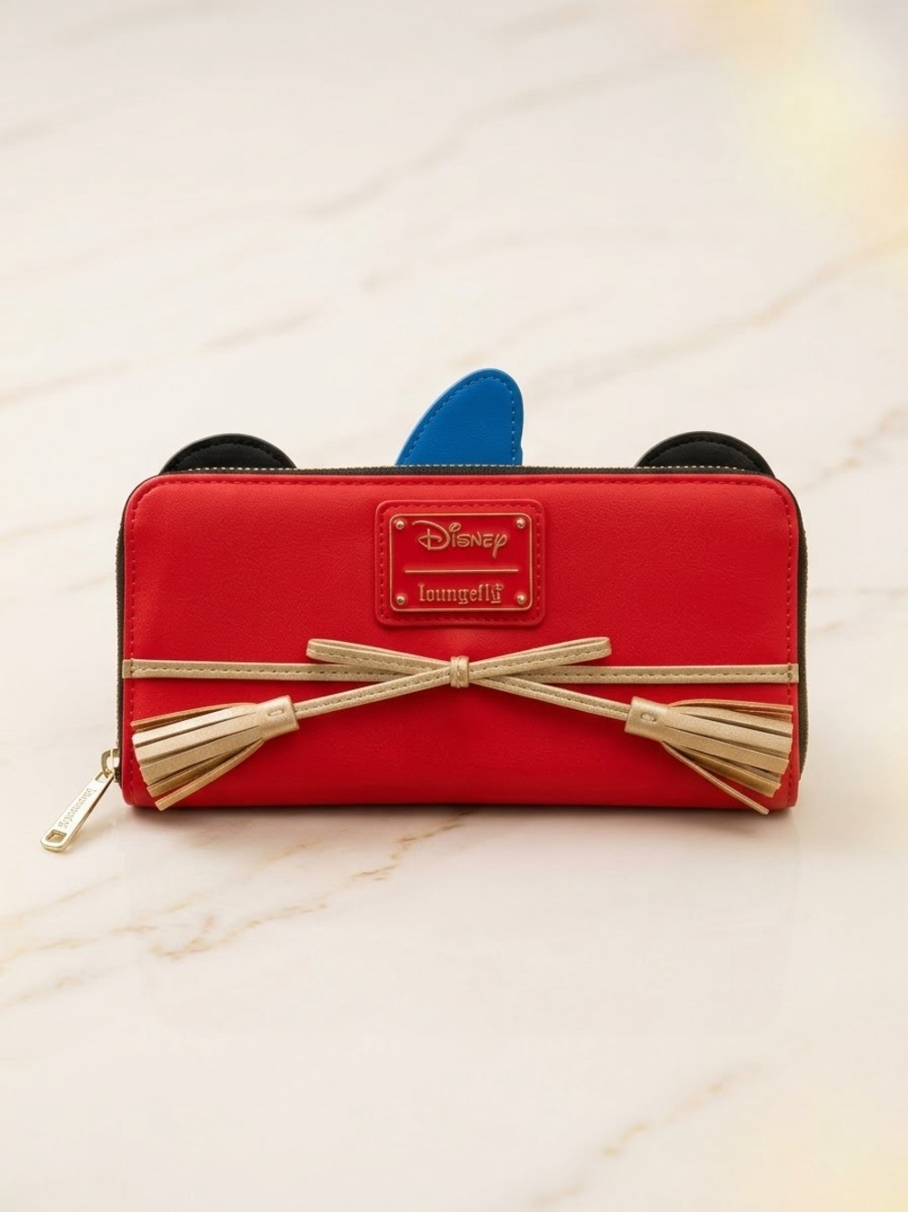Loungefly sorcerer Mickey with Gold Bow & Blue Ear Accent New with tags
